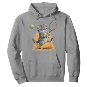 Funny Grumpy Cat Tennis Player Hoodie Gift For Tennis Fans TS12 Sport Gray Print Your Wear