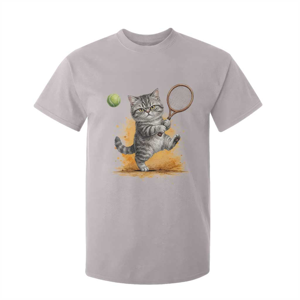Funny Grumpy Cat Tennis Player T Shirt For Kid Gift For Tennis Fans TS12 Ice Gray Print Your Wear