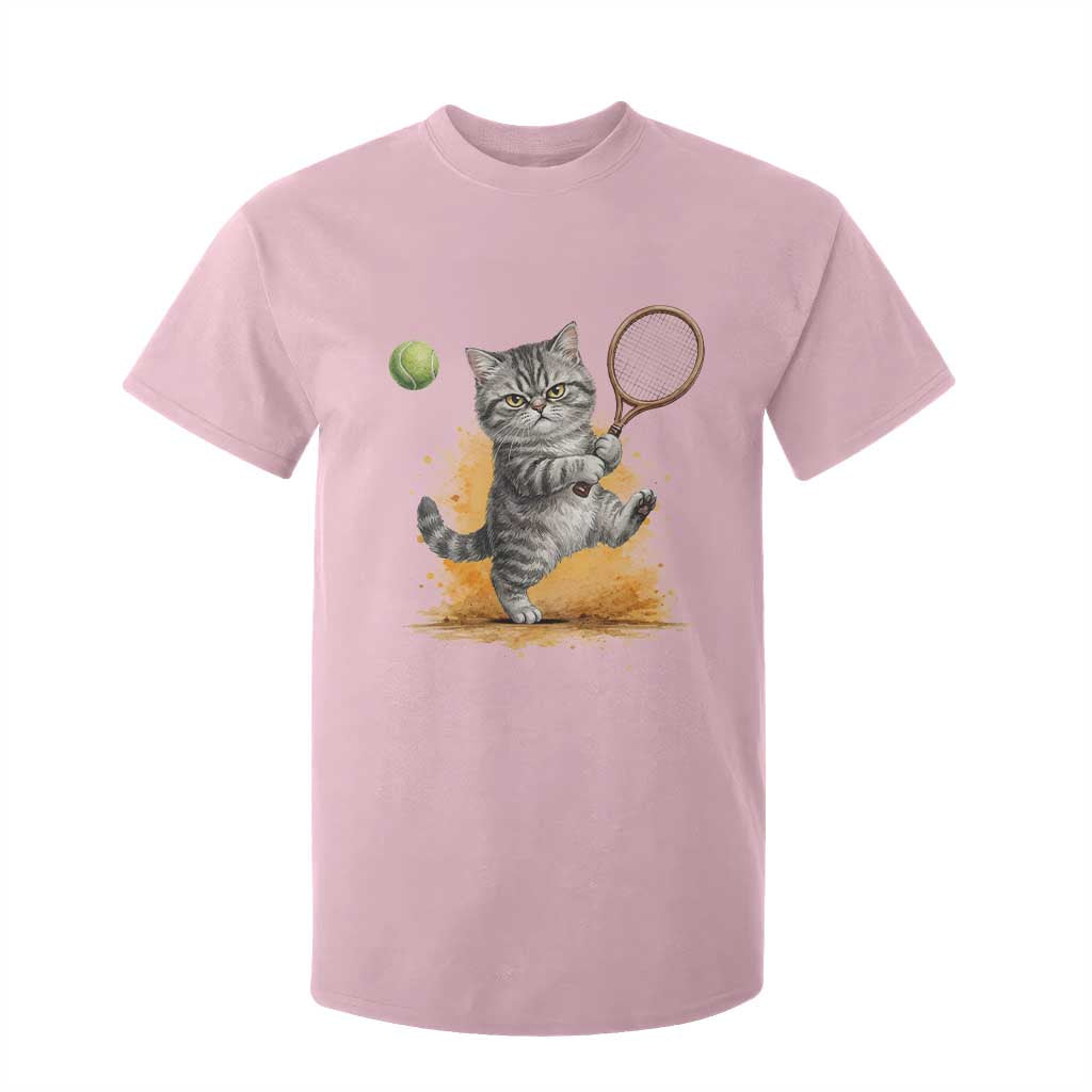 Funny Grumpy Cat Tennis Player T Shirt For Kid Gift For Tennis Fans TS12 Light Pink Print Your Wear