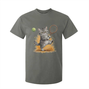 Funny Grumpy Cat Tennis Player T Shirt For Kid Gift For Tennis Fans TS12 Military Green Print Your Wear