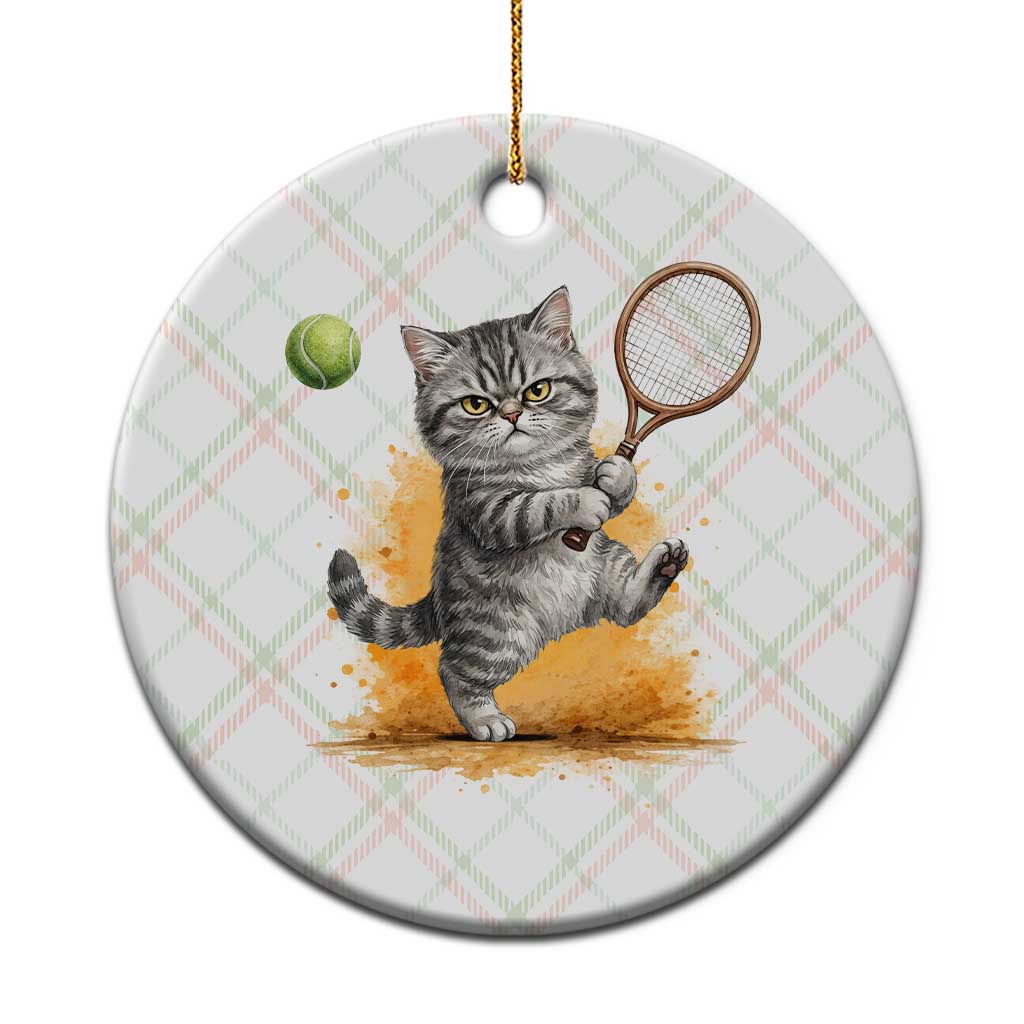 Funny Grumpy Cat Tennis Player Ceramic Ornament Gift For Tennis Fans TS12 1pc Christmas Plaid Print Your Wear