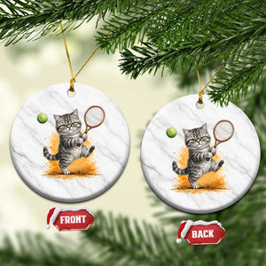 Funny Grumpy Cat Tennis Player Ceramic Ornament Gift For Tennis Fans TS12 1pc White Marble Print Your Wear
