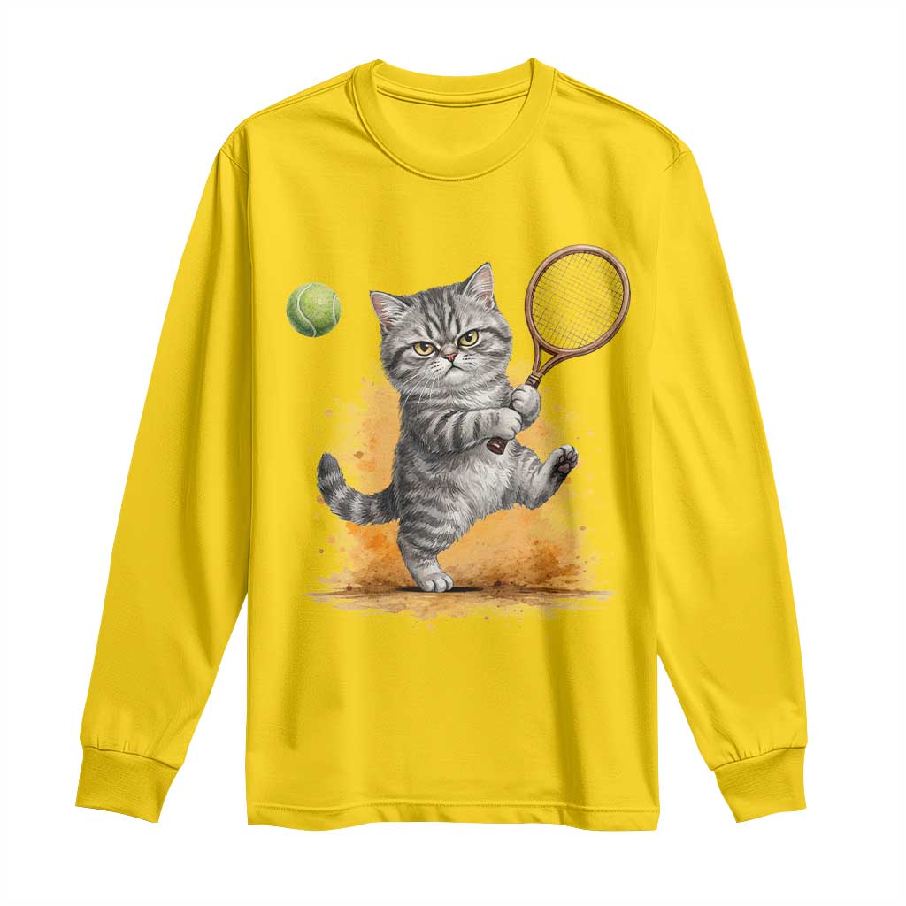 Funny Grumpy Cat Tennis Player Long Sleeve Shirt Gift For Tennis Fans TS12 Daisy Print Your Wear