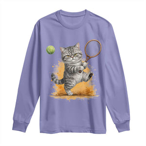 Funny Grumpy Cat Tennis Player Long Sleeve Shirt Gift For Tennis Fans TS12 Violet Print Your Wear