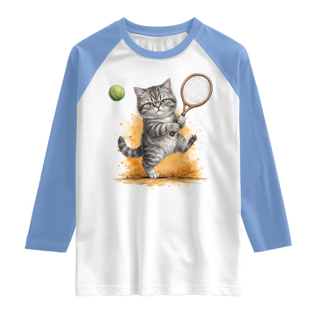 Funny Grumpy Cat Tennis Player Raglan Shirt Gift For Tennis Fans TS12 White Carolina Blue Print Your Wear