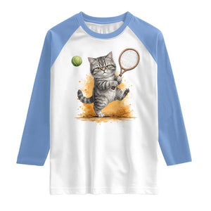 Funny Grumpy Cat Tennis Player Raglan Shirt Gift For Tennis Fans TS12 White Carolina Blue Print Your Wear
