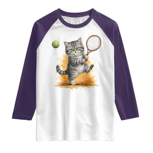 Funny Grumpy Cat Tennis Player Raglan Shirt Gift For Tennis Fans TS12 White Purple Print Your Wear
