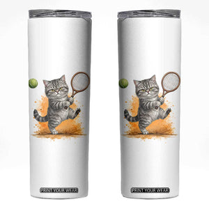 Funny Grumpy Cat Tennis Player Skinny Tumbler Gift For Tennis Fans TS12 White Print Your Wear