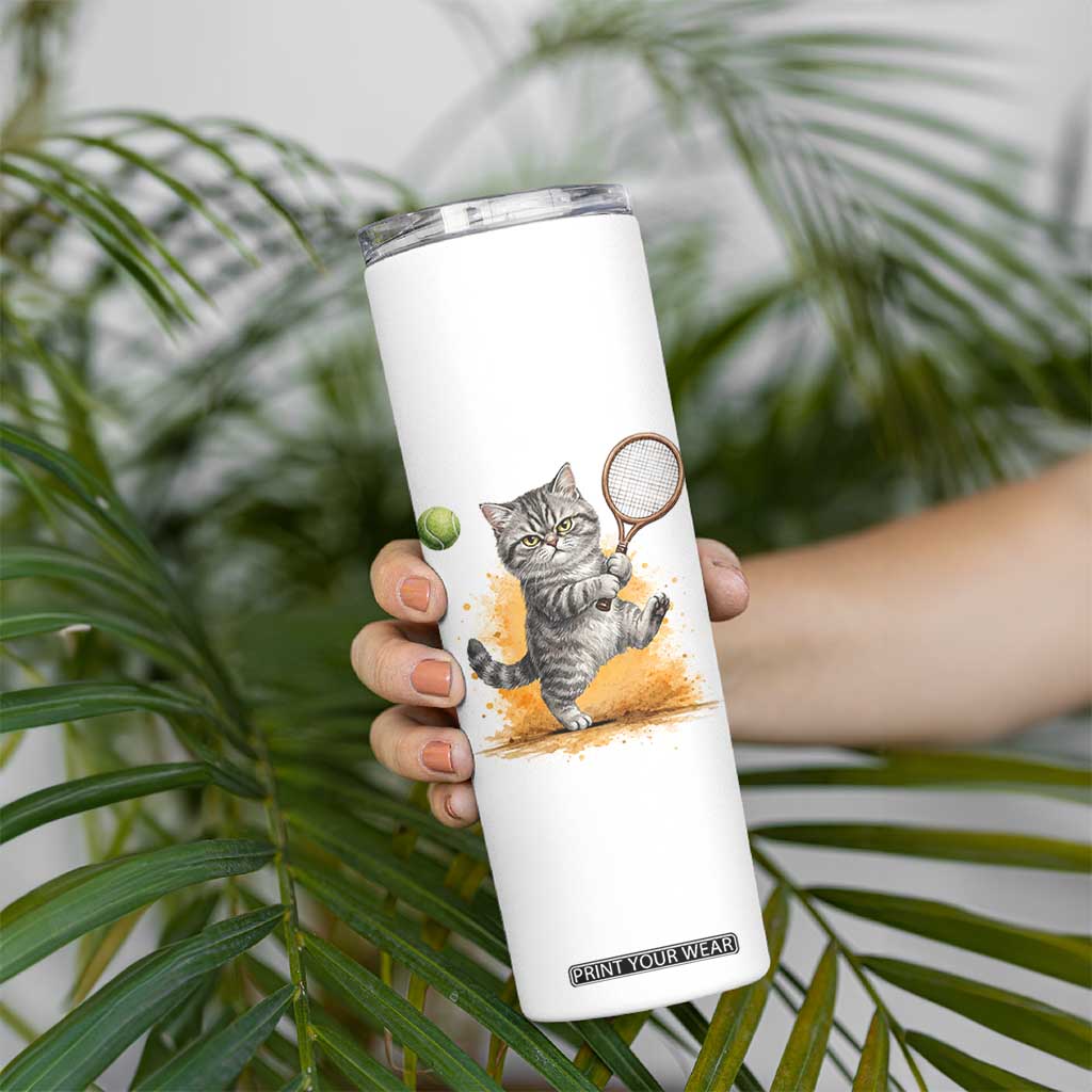 Funny Grumpy Cat Tennis Player Skinny Tumbler Gift For Tennis Fans TS12 Print Your Wear