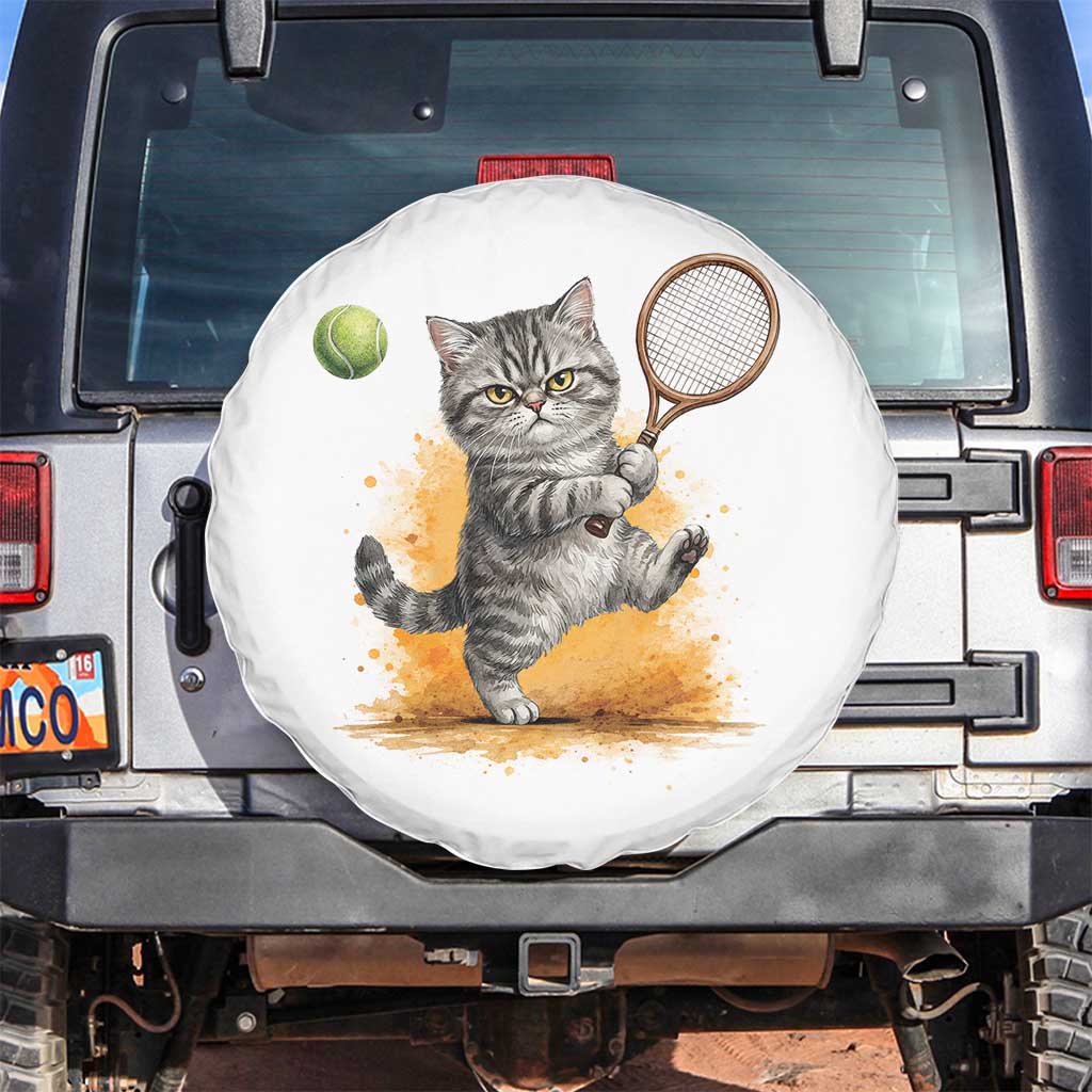 Funny Grumpy Cat Tennis Player Spare Tire Cover Gift For Tennis Fans TS12 No hole White Print Your Wear