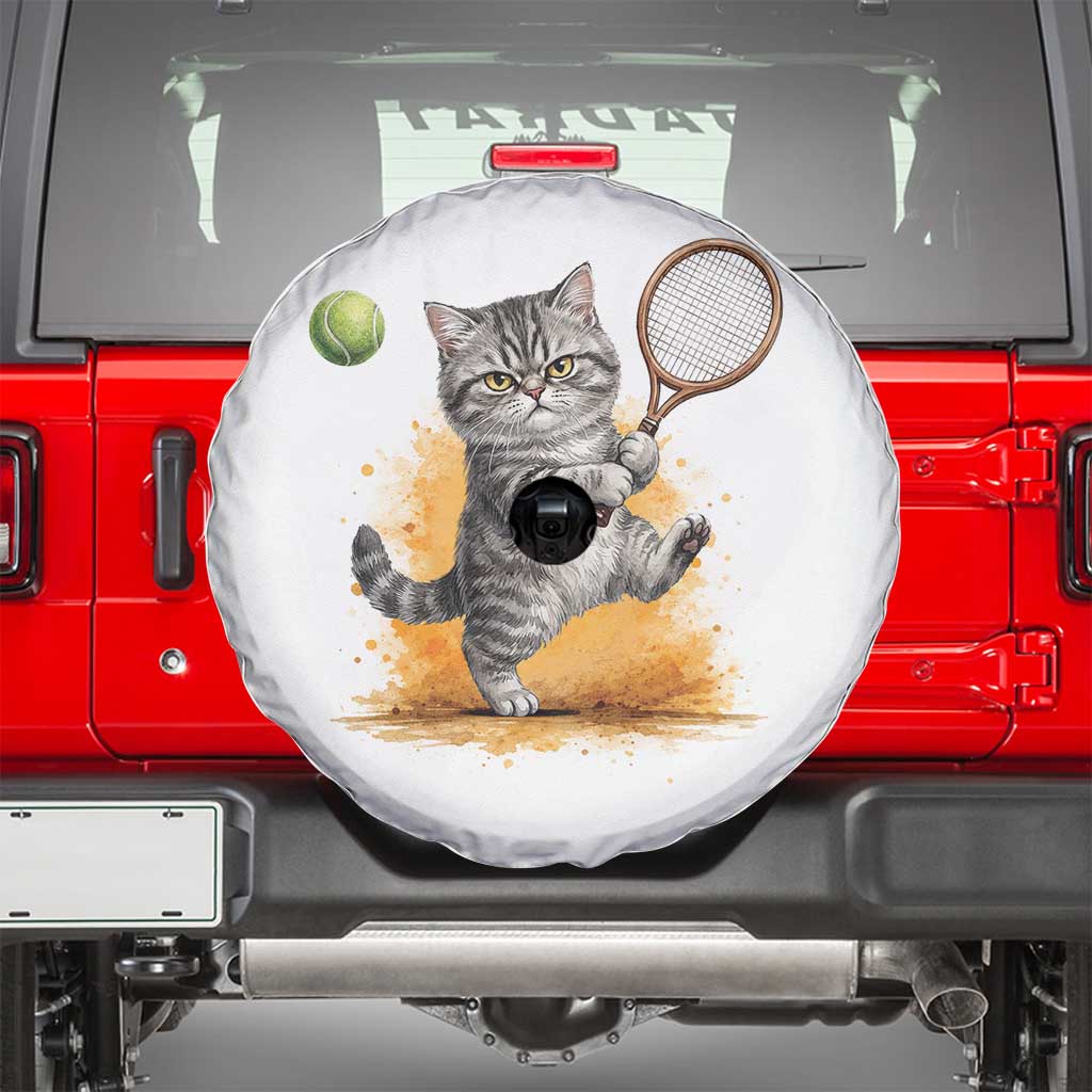 Funny Grumpy Cat Tennis Player Spare Tire Cover Gift For Tennis Fans TS12 White Print Your Wear