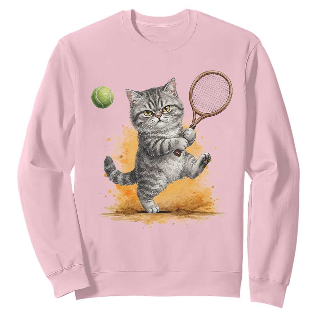 Funny Grumpy Cat Tennis Player Sweatshirt Gift For Tennis Fans TS12 Light Pink Print Your Wear