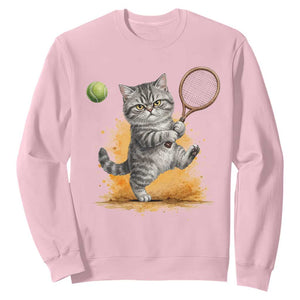 Funny Grumpy Cat Tennis Player Sweatshirt Gift For Tennis Fans TS12 Light Pink Print Your Wear