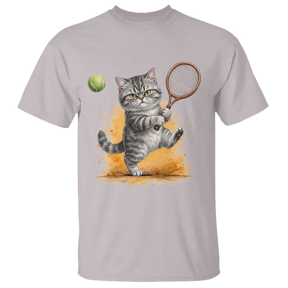 Funny Grumpy Cat Tennis Player T Shirt Gift For Tennis Fans TS12 Ice Gray Print Your Wear