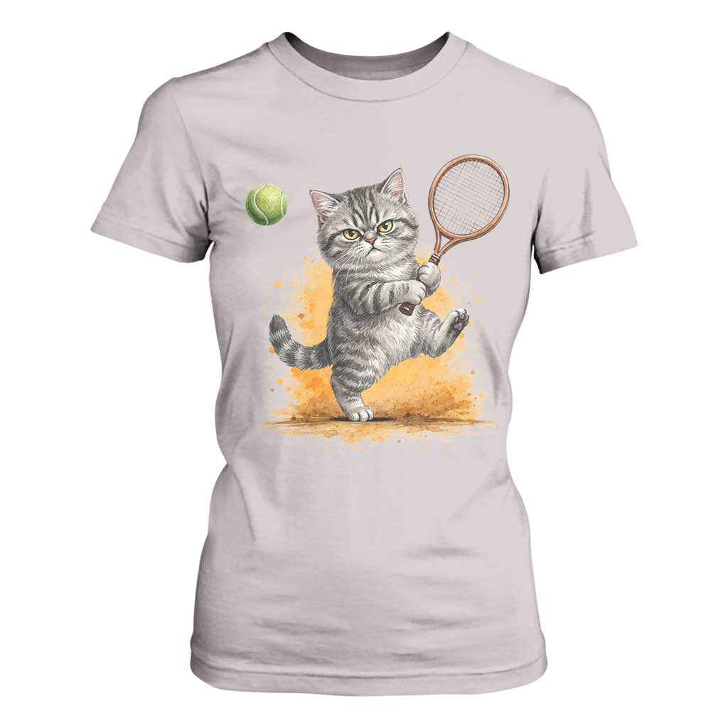 Funny Grumpy Cat Tennis Player T Shirt For Women Gift For Tennis Fans TS12 Ice Gray Print Your Wear