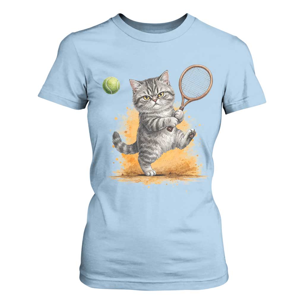 Funny Grumpy Cat Tennis Player T Shirt For Women Gift For Tennis Fans TS12 Light Blue Print Your Wear