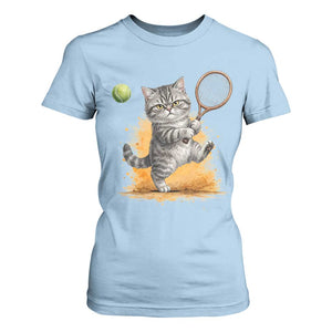 Funny Grumpy Cat Tennis Player T Shirt For Women Gift For Tennis Fans TS12 Light Blue Print Your Wear