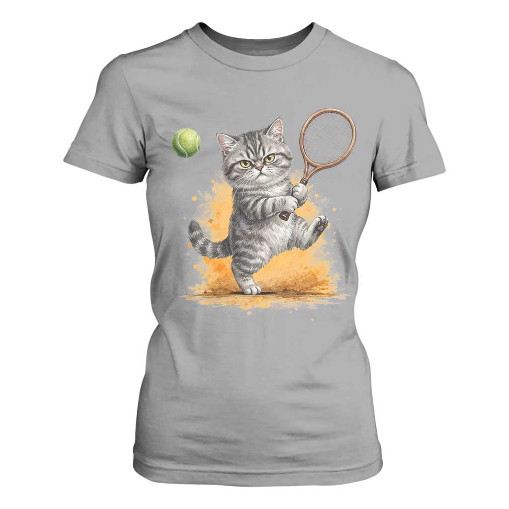 Funny Grumpy Cat Tennis Player T Shirt For Women Gift For Tennis Fans TS12 Sport Gray Print Your Wear