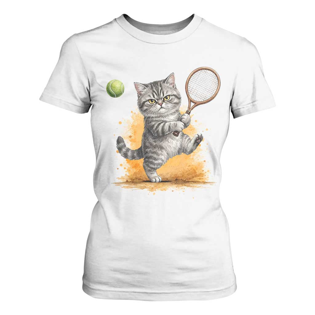 Funny Grumpy Cat Tennis Player T Shirt For Women Gift For Tennis Fans TS12 White Print Your Wear