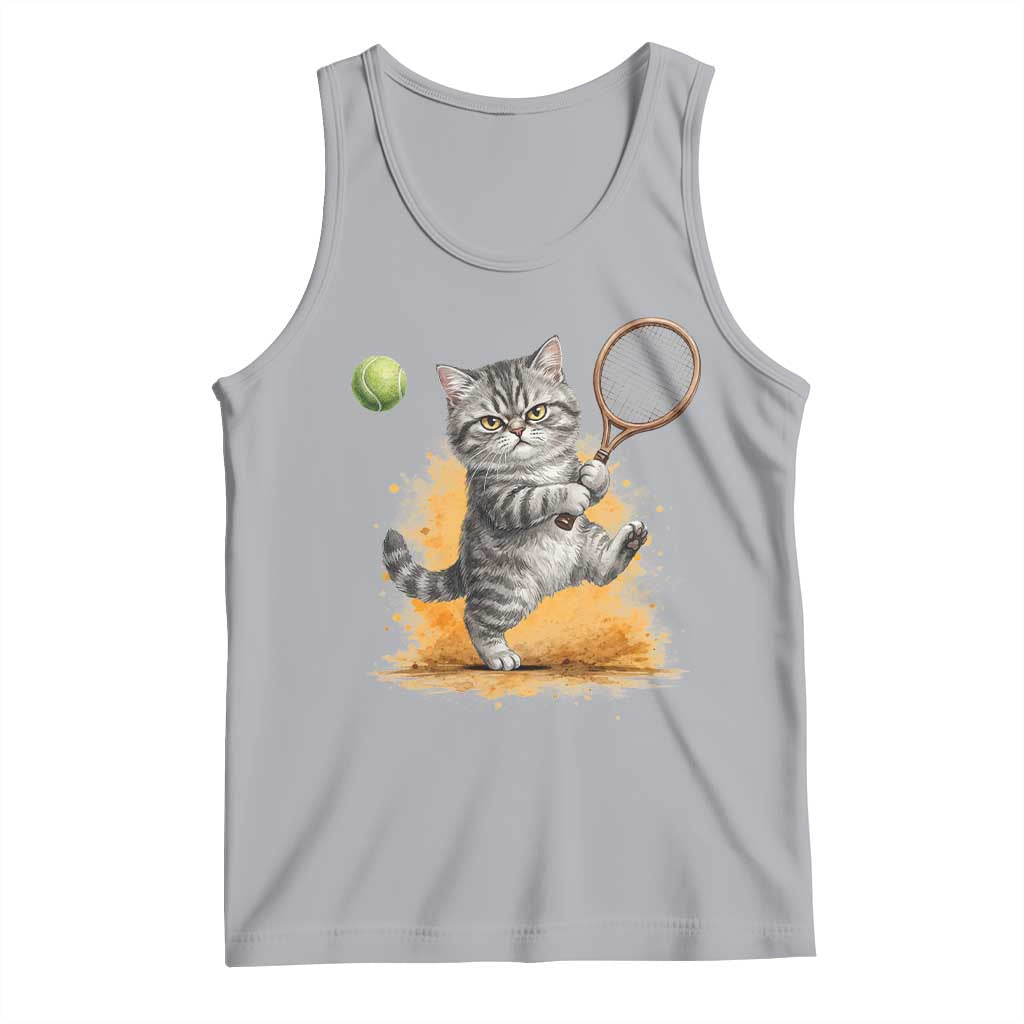Funny Grumpy Cat Tennis Player Tank Top Gift For Tennis Fans TS12 Athletic Heather Print Your Wear
