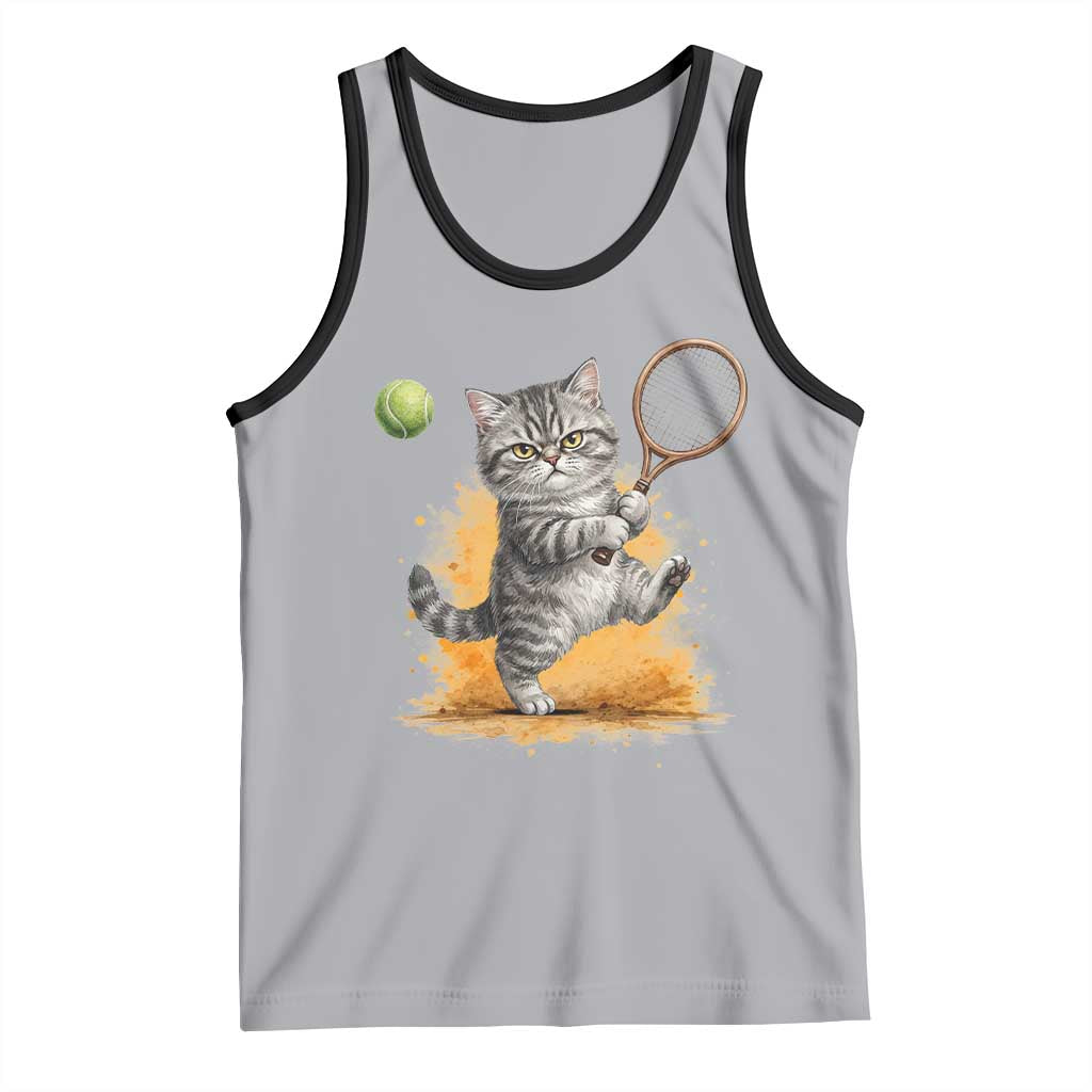 Funny Grumpy Cat Tennis Player Tank Top Gift For Tennis Fans TS12 Athletic Heather Black Print Your Wear
