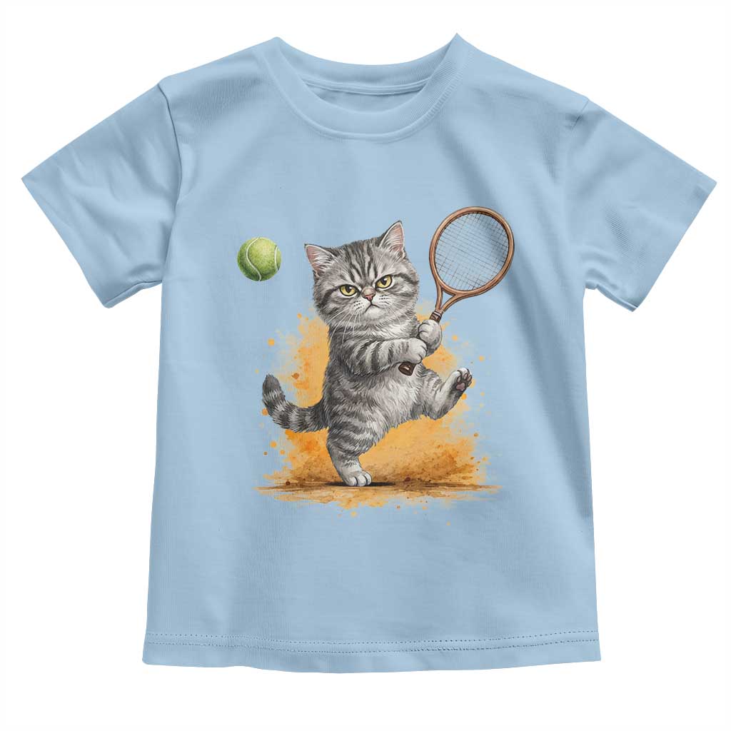 Funny Grumpy Cat Tennis Player Toddler T Shirt Gift For Tennis Fans TS12 Light Blue Print Your Wear
