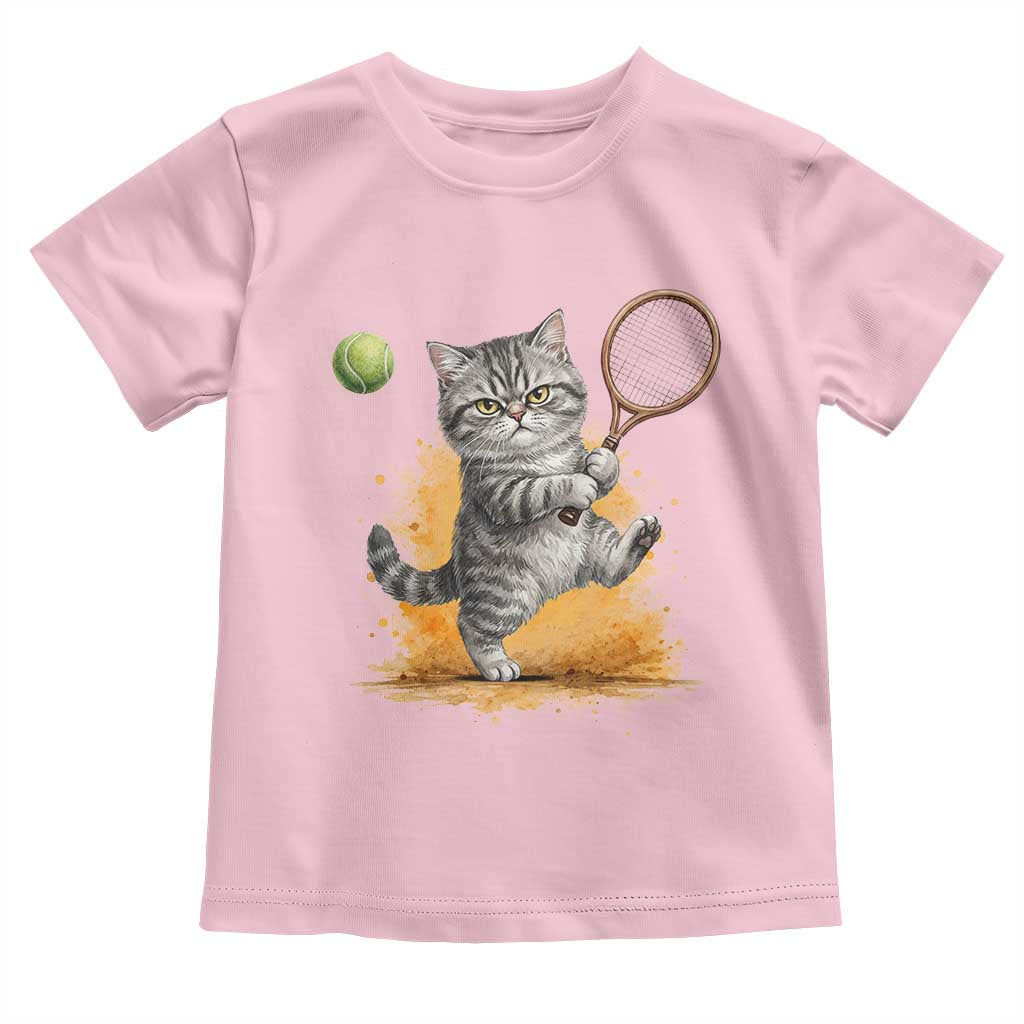 Funny Grumpy Cat Tennis Player Toddler T Shirt Gift For Tennis Fans TS12 Light Pink Print Your Wear