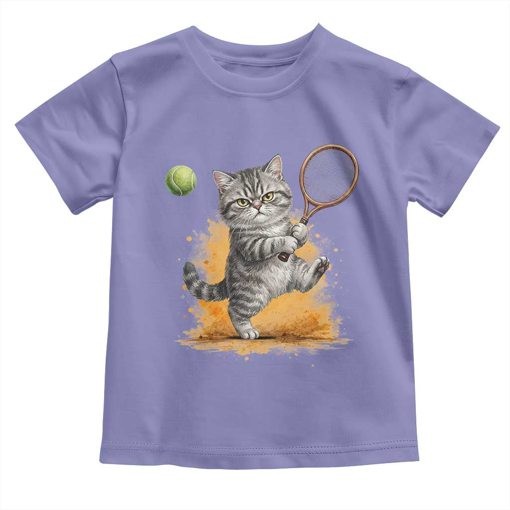 Funny Grumpy Cat Tennis Player Toddler T Shirt Gift For Tennis Fans TS12 Violet Print Your Wear
