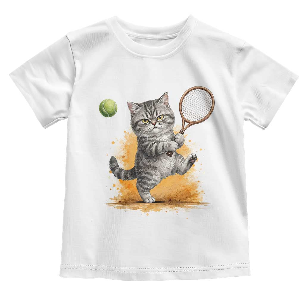 Funny Grumpy Cat Tennis Player Toddler T Shirt Gift For Tennis Fans TS12 White Print Your Wear