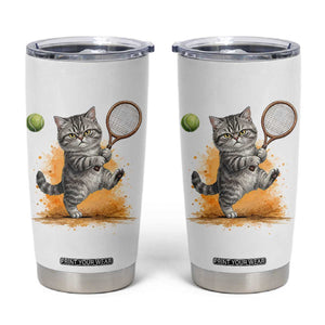 Funny Grumpy Cat Tennis Player Tumbler Cup Gift For Tennis Fans TS12 White Print Your Wear