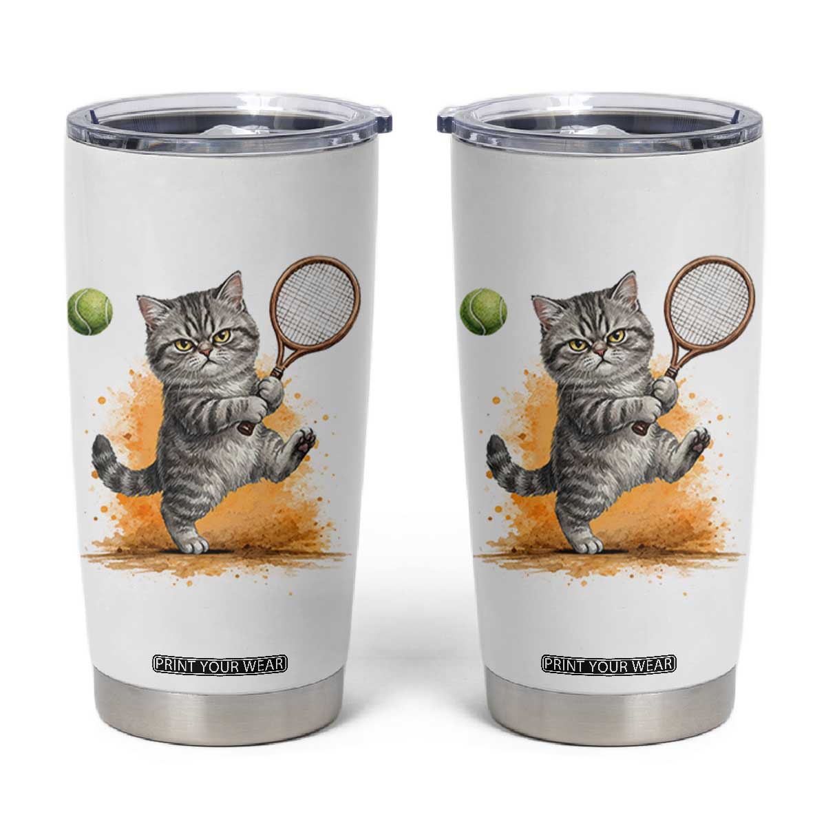 Funny Grumpy Cat Tennis Player Tumbler Cup Gift For Tennis Fans TS12 White Print Your Wear