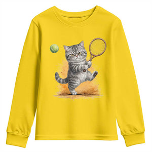 Funny Grumpy Cat Tennis Player Youth Sweatshirt Gift For Tennis Fans TS12 Daisy Print Your Wear