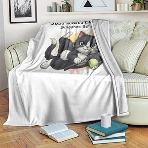 Just A Kitty Who Smashes Balls Throw Blanket Funny Tennis Cat Gift TS12 Print Your Wear