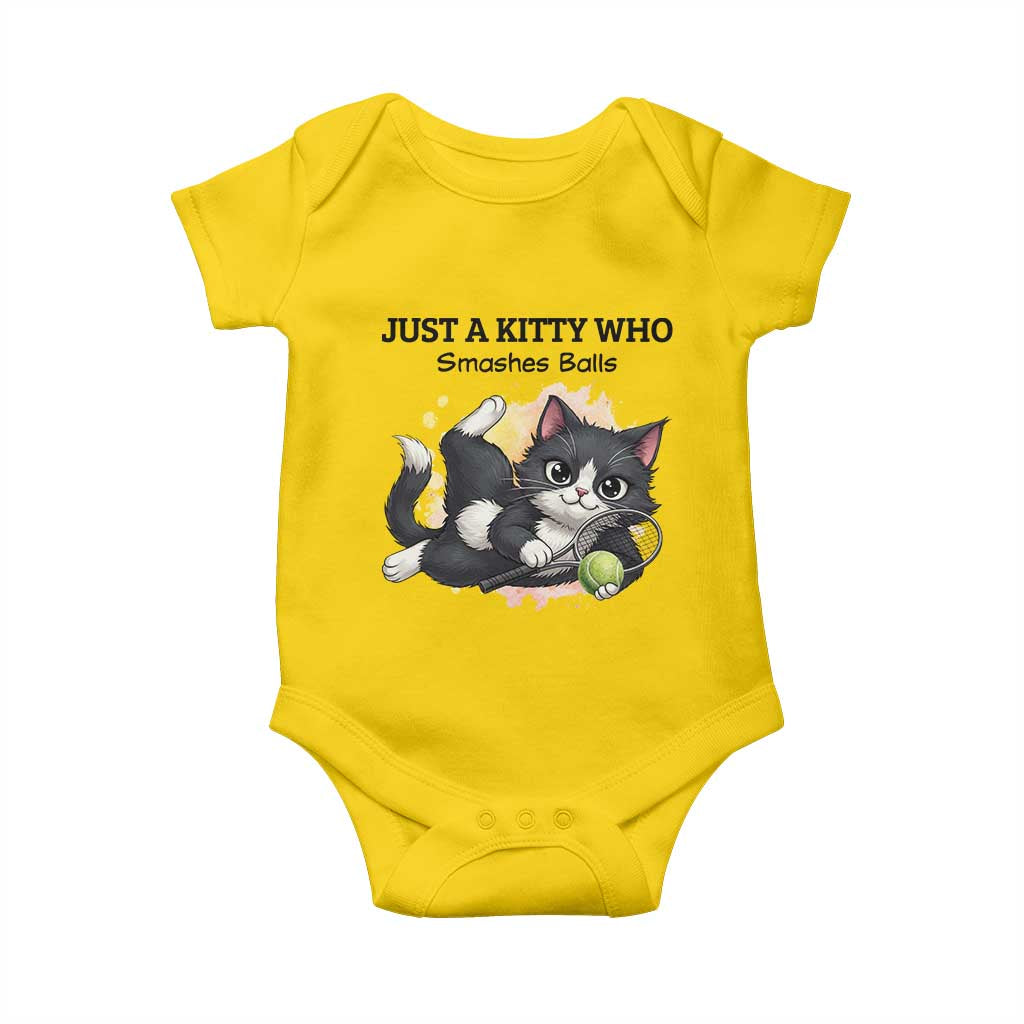 Just A Kitty Who Smashes Balls Baby Onesie Funny Tennis Cat Gift TS12 Daisy Print Your Wear