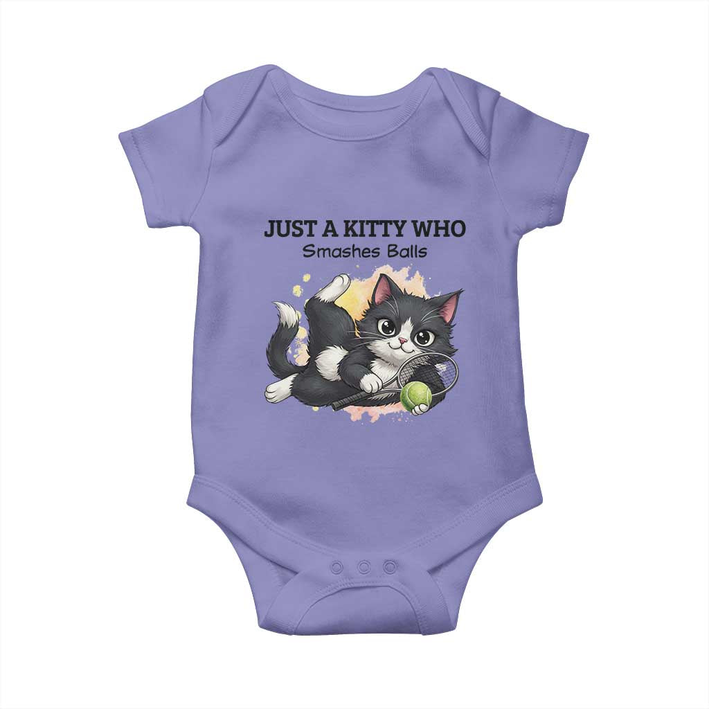 Just A Kitty Who Smashes Balls Baby Onesie Funny Tennis Cat Gift TS12 Violet Print Your Wear