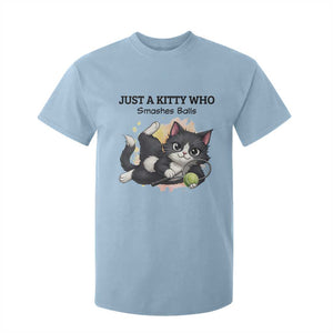 Just A Kitty Who Smashes Balls T Shirt For Kid Funny Tennis Cat Gift TS12 Light Blue Print Your Wear