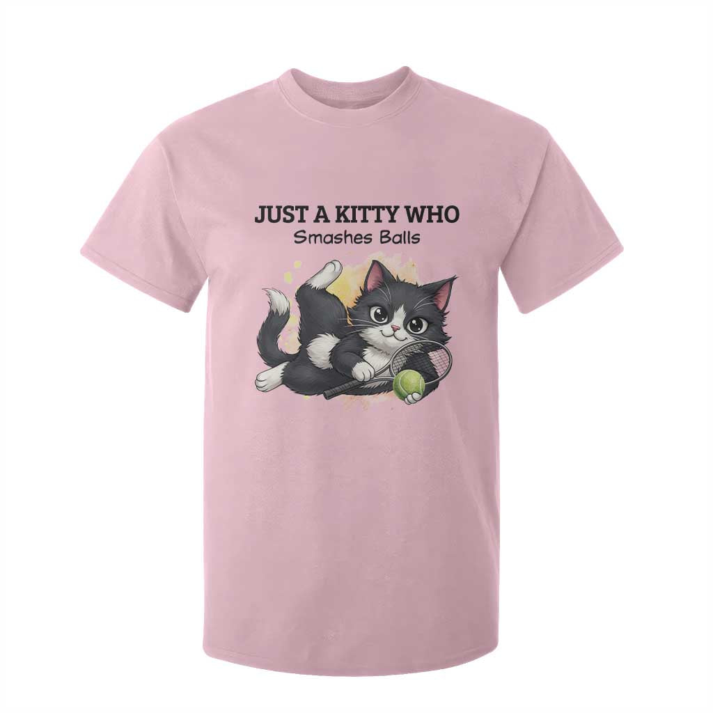 Just A Kitty Who Smashes Balls T Shirt For Kid Funny Tennis Cat Gift TS12 Light Pink Print Your Wear