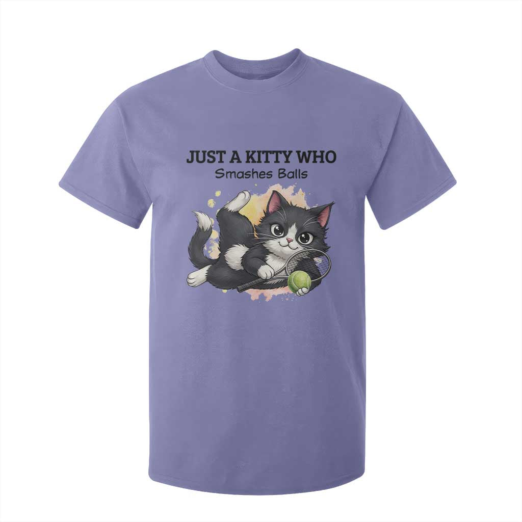 Just A Kitty Who Smashes Balls T Shirt For Kid Funny Tennis Cat Gift TS12 Violet Print Your Wear