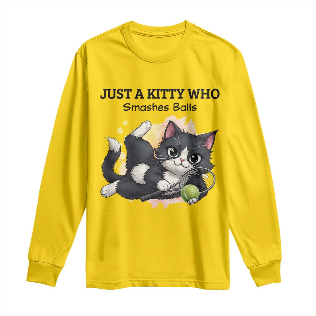 Just A Kitty Who Smashes Balls Long Sleeve Shirt Funny Tennis Cat Gift TS12 Daisy Print Your Wear