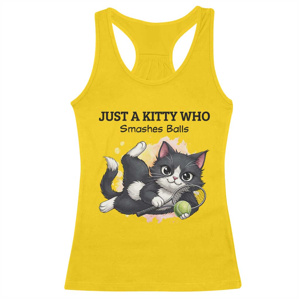Just A Kitty Who Smashes Balls Racerback Tank Top Funny Tennis Cat Gift TS12 Daisy Print Your Wear