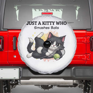 Just A Kitty Who Smashes Balls Spare Tire Cover Funny Tennis Cat Gift TS12 White Print Your Wear
