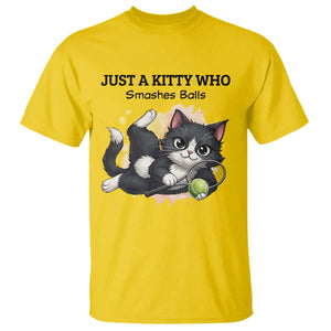 Just A Kitty Who Smashes Balls T Shirt Funny Tennis Cat Gift TS12 Daisy Print Your Wear