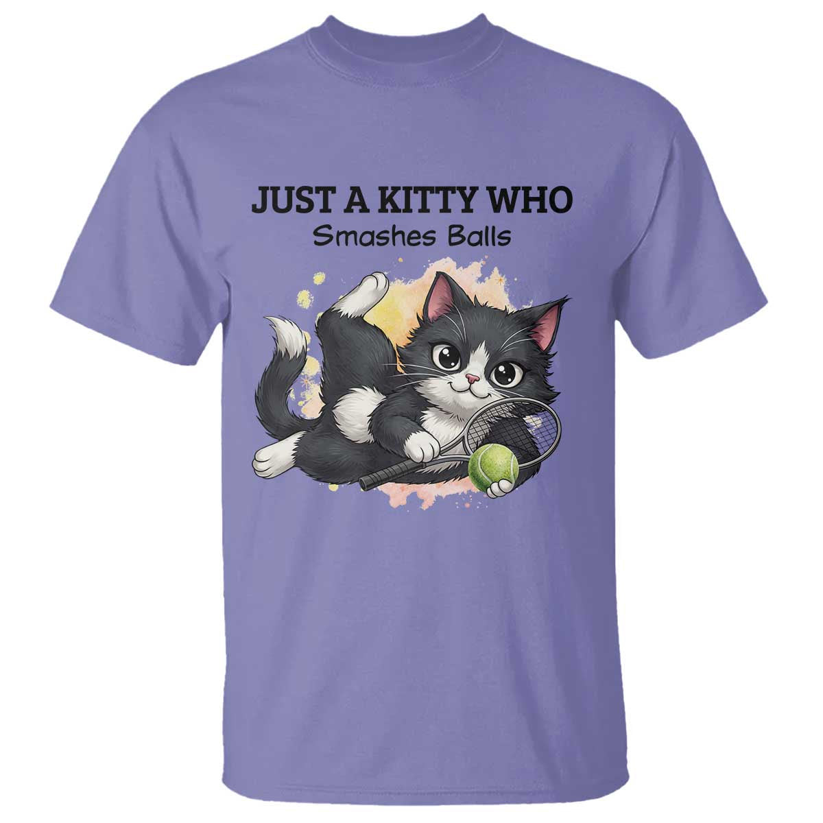 Just A Kitty Who Smashes Balls T Shirt Funny Tennis Cat Gift TS12 Violet Print Your Wear