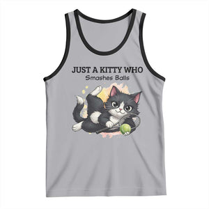 Just A Kitty Who Smashes Balls Tank Top Funny Tennis Cat Gift TS12 Athletic Heather Black Print Your Wear