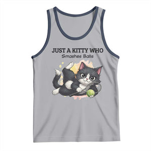 Just A Kitty Who Smashes Balls Tank Top Funny Tennis Cat Gift TS12 Athletic Heather Navy Print Your Wear
