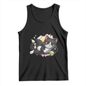 Just A Kitty Who Smashes Balls Tank Top Funny Tennis Cat Gift TS12 Black Print Your Wear
