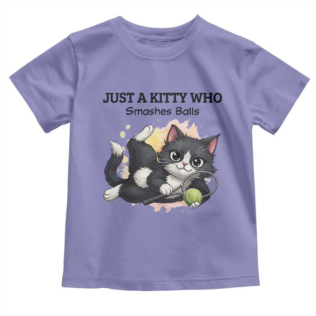 Just A Kitty Who Smashes Balls Toddler T Shirt Funny Tennis Cat Gift TS12 Violet Print Your Wear
