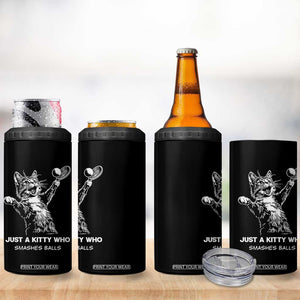 Funny Cat Plays Tennis 4 in 1 Can Cooler Tumbler Just A Kitty Who Smashes Balls TS12 Print Your Wear
