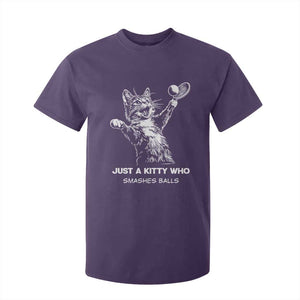 Funny Cat Plays Tennis T Shirt For Kid Just A Kitty Who Smashes Balls TS12 Purple Print Your Wear
