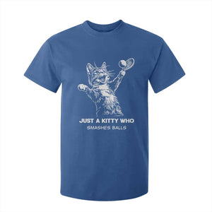 Funny Cat Plays Tennis T Shirt For Kid Just A Kitty Who Smashes Balls TS12 Royal Blue Print Your Wear